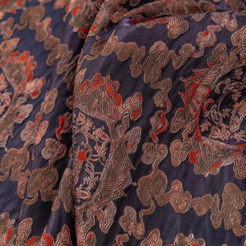 Sewing - Kain Lurex Jacquard Bunga Rayon Merah
