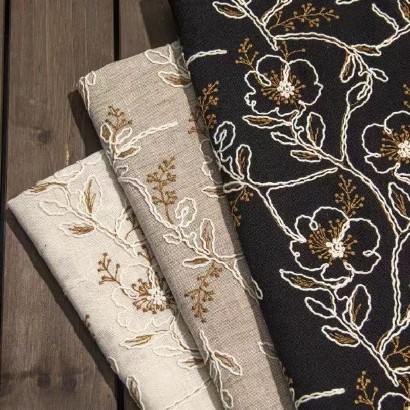 Sewing - Kain Renda Tulle Bersulam, Linen Katun