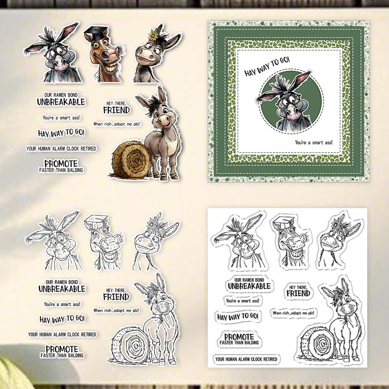 Clear Silicone Stamps For Card Making - Stempel Silikon Lucu Bentuk Keledai untuk
