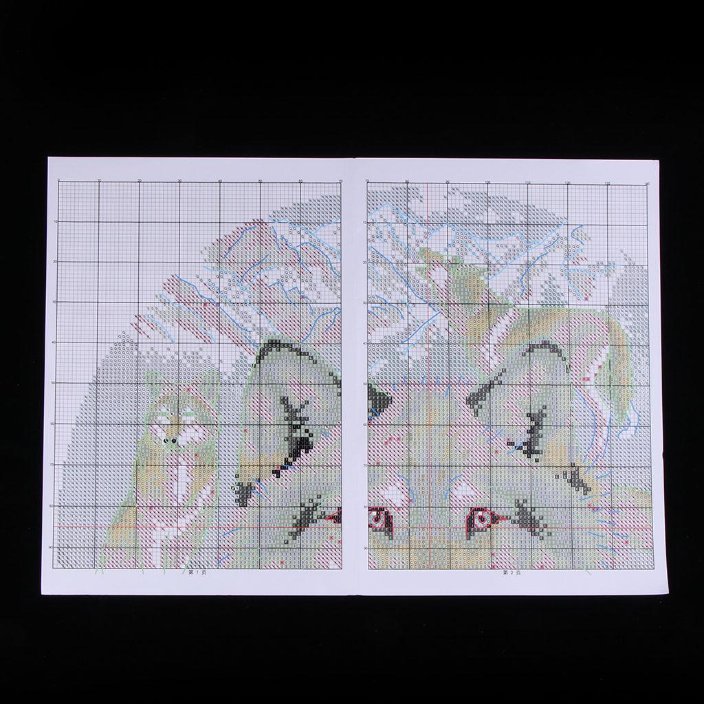 Cross Stitch Stamped Kits Beginners - Kit Sulaman Silang Bermotif Serigala dari