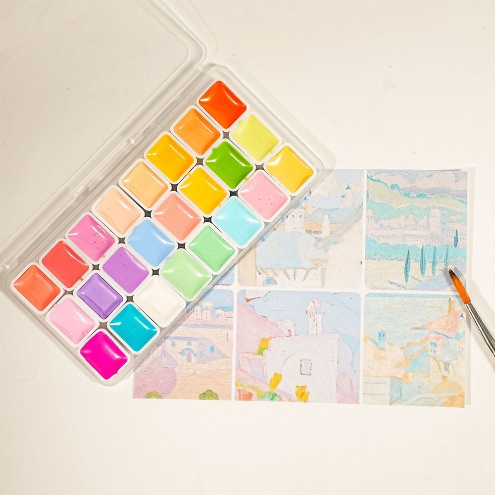 Watercolor Paint Set Solid Pigment - Set Cat Air 24 Warna Plastik
