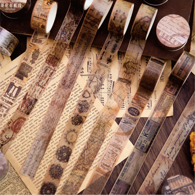 Vintage Junk Journal Scrapbooking Paper - 18.5mm x 2m pita kertas Washi