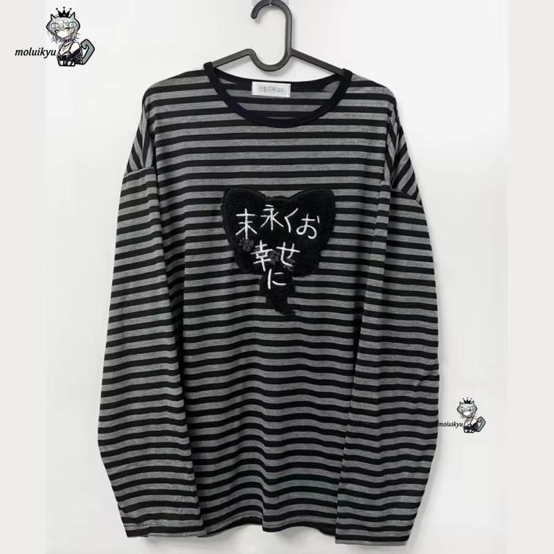 Embroidery - Kaos Lengan Panjang Kerah O Vintage