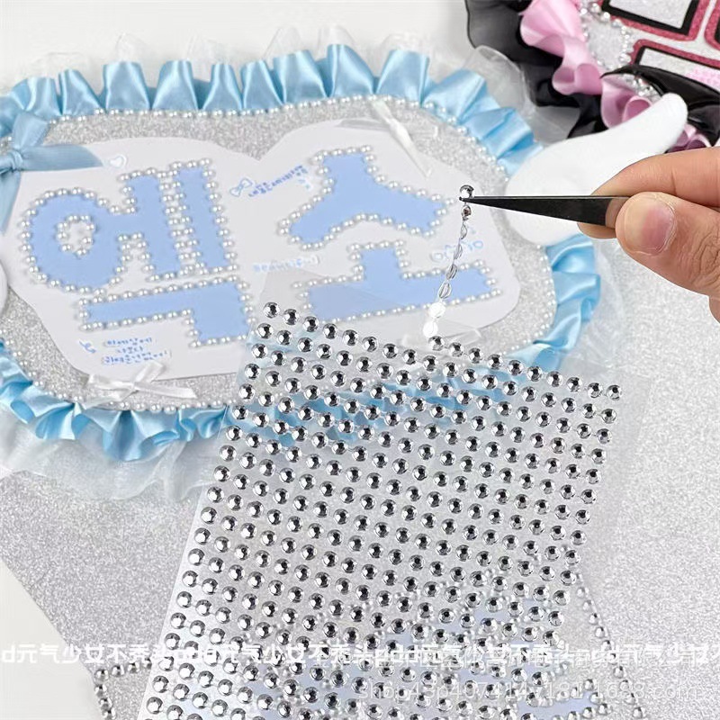 Scrapbooking - Stiker Rantai Mutiara Berlian Imitasi Tahan