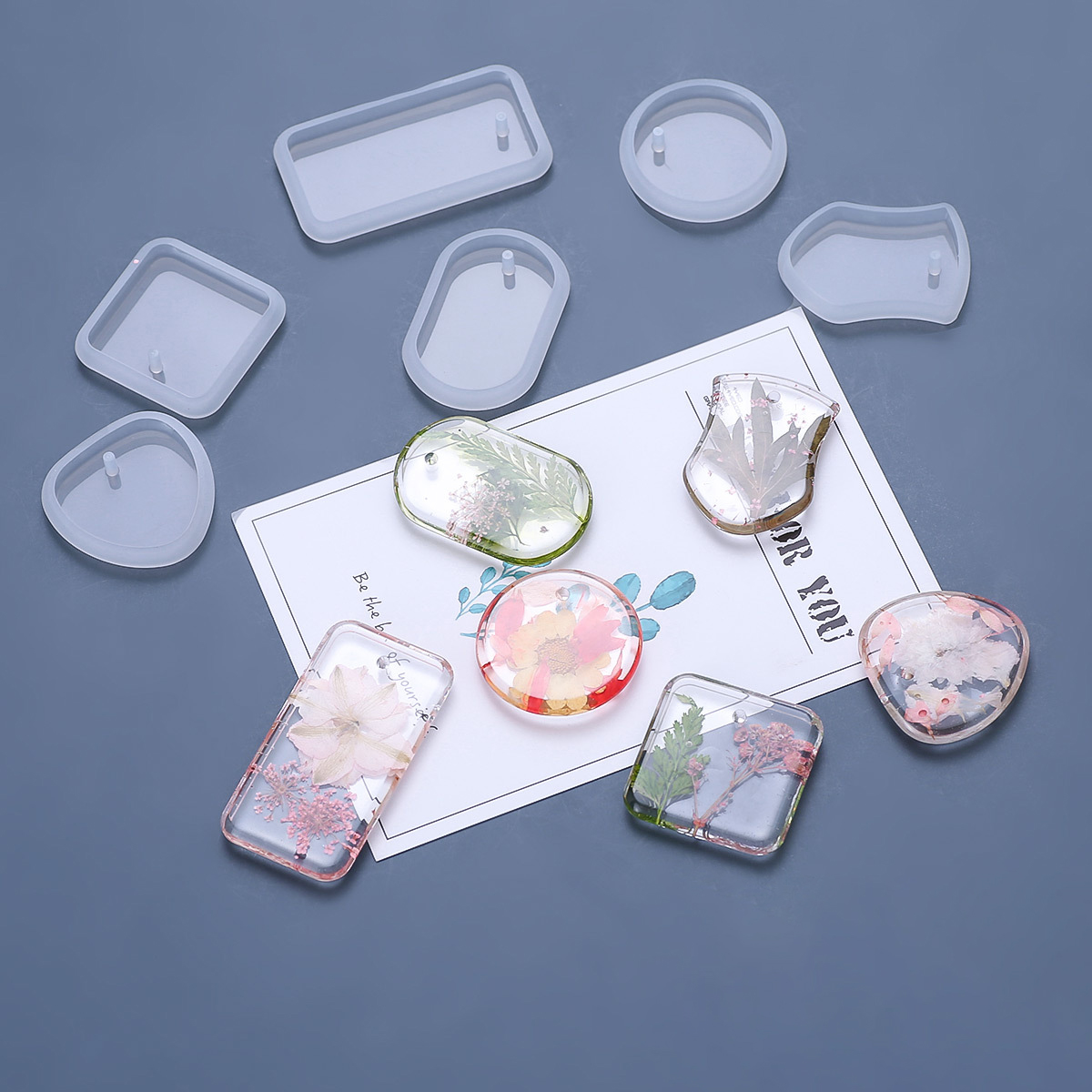Silicone Epoxy Resin Molds Set - 1/6/10 Buah DIY Gantungan Kunci Liontin