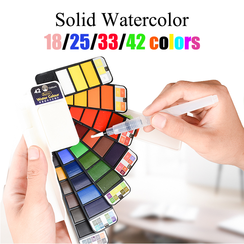 Watercolor Paint Set Solid Pigment - 18/25/33/42 Warna Solid Watercolor Set Pusaran