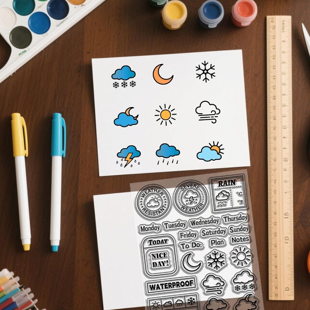 Clear Silicone Stamps For Card Making - Stempel Silikon Harian Cuaca untuk Scrapbooking,