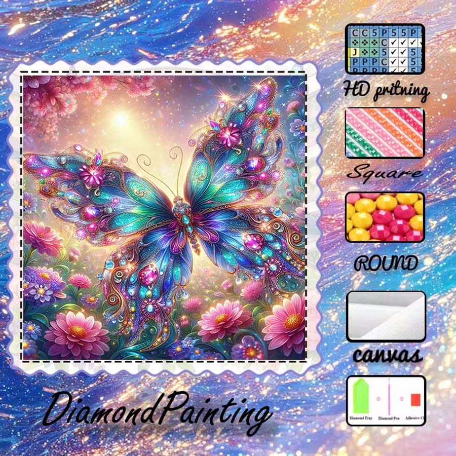 5D Diamond Painting Kit Full Drill - 1 buah kain flocking 5D DIY,