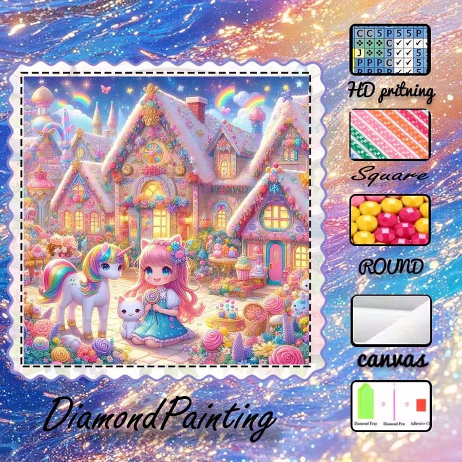 5D Diamond Painting Kit Full Drill - 1 buah kain flocking 5D DIY,