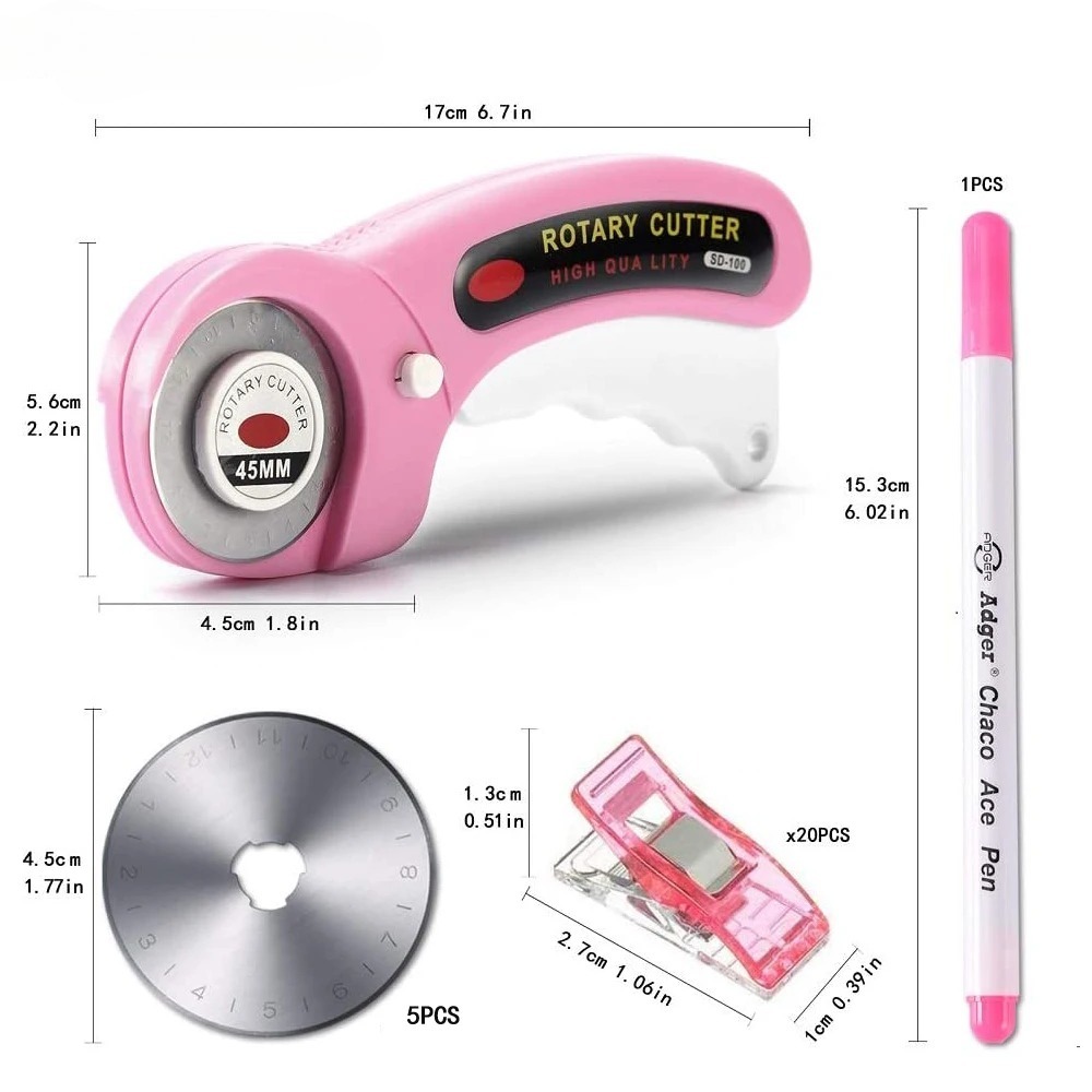 Rotary Cutter For Fabric 45Mm - Set Pemotong Putar 45Mm 5 Pisau