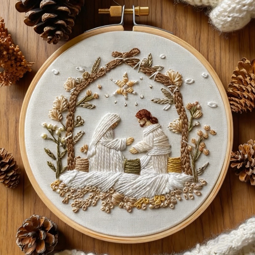 Cotton Embroidery Thread Skeins - Kit Bordir Natal Kelahiran Yesus dengan