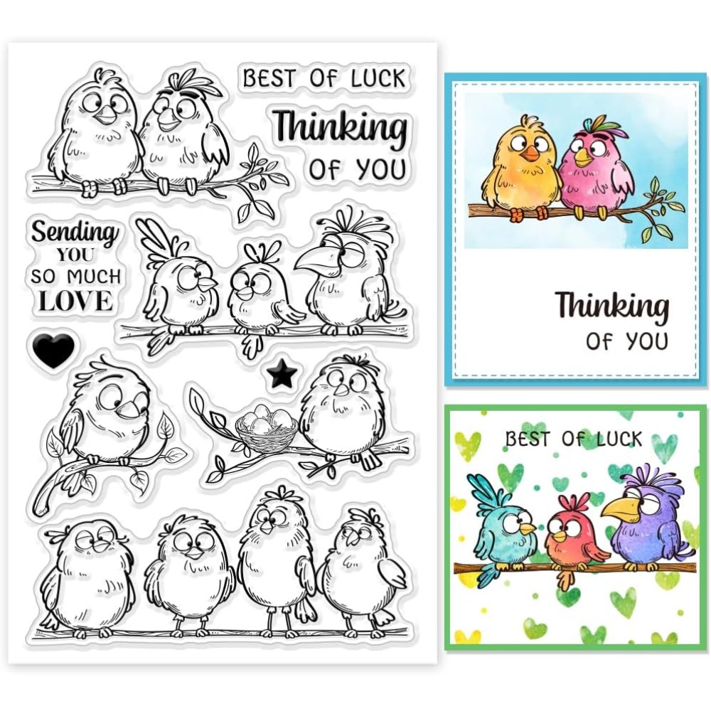 Clear Silicone Stamps For Card Making - Stempel Bening Cabang Burung Lucu Stempel