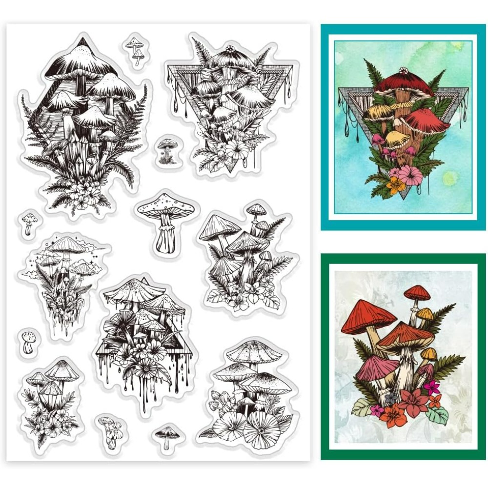 Clear Silicone Stamps For Card Making - Cap jamur jernih, cap tanaman silikon