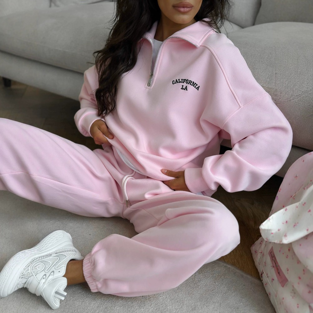 Embroidery - Setelan Hoodie Bordir Huruf Gaya Sporty