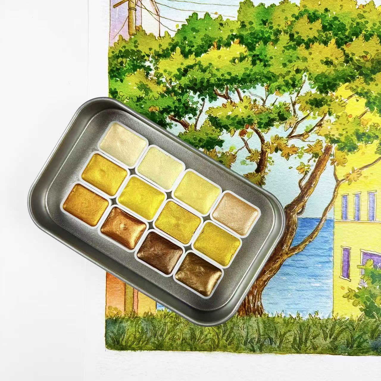 Watercolor Paint Set Solid Pigment - Satu Set Lengkap Pigmen Cat Air