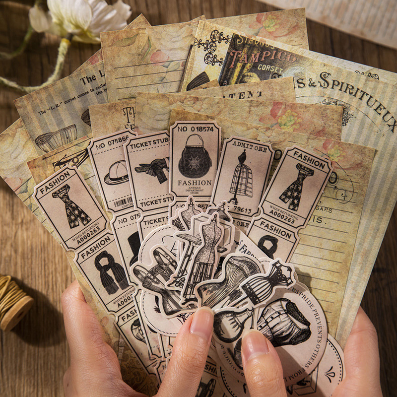 60 buah stiker antik + bahan k - Vintage Junk Journal Scrapbooking Paper ulasan dan harga