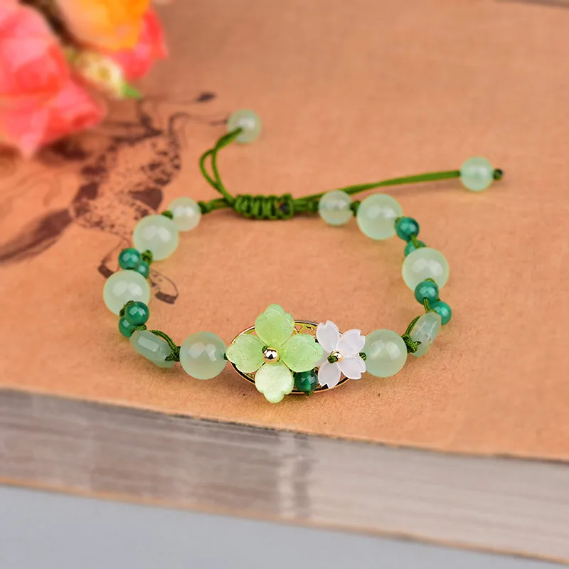 Gelang bunga giok hijau jimat  - Beading ulasan dan harga