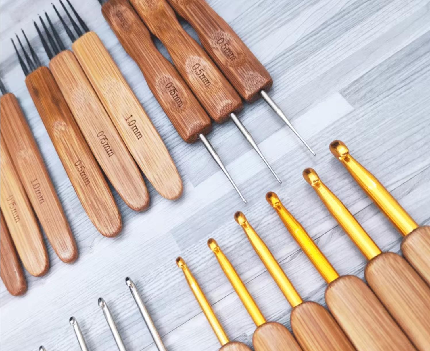 Kait Rajutan Gagang Kayu Bambu - Wooden Crochet Hooks Ergonomic Handle ulasan dan harga