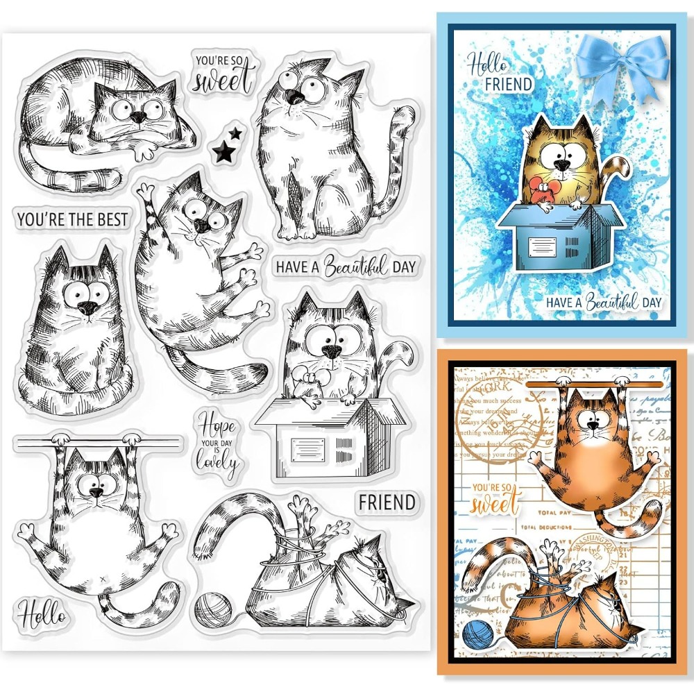 Stamps Cat cap bening untuk ku - Clear Silicone Stamps For Card Making ulasan dan harga
