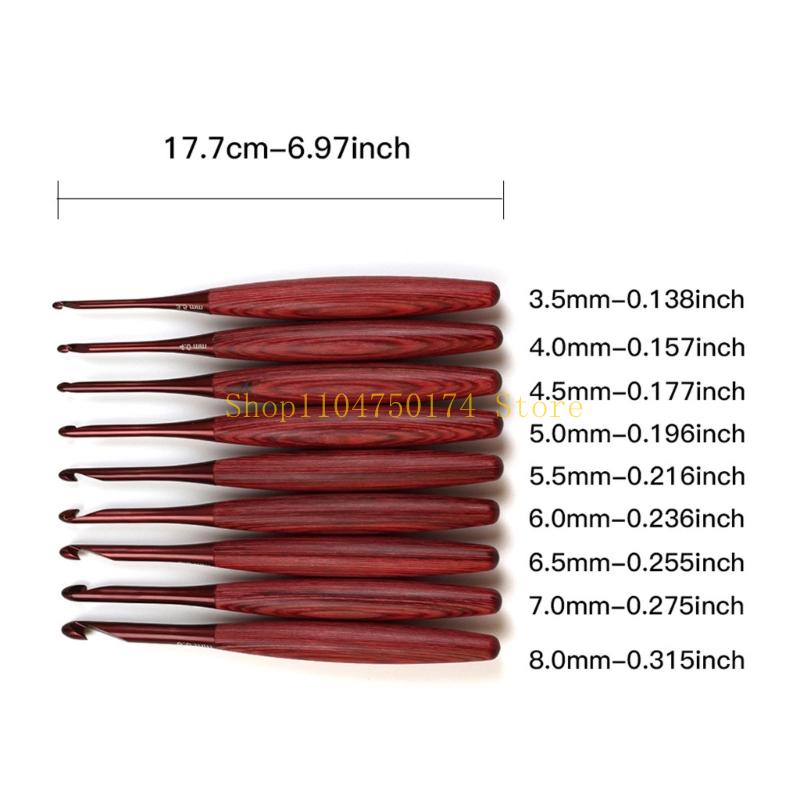 9 Buah Jarum Rajutan Aluminium - Wooden Crochet Hooks Ergonomic Handle ulasan dan harga