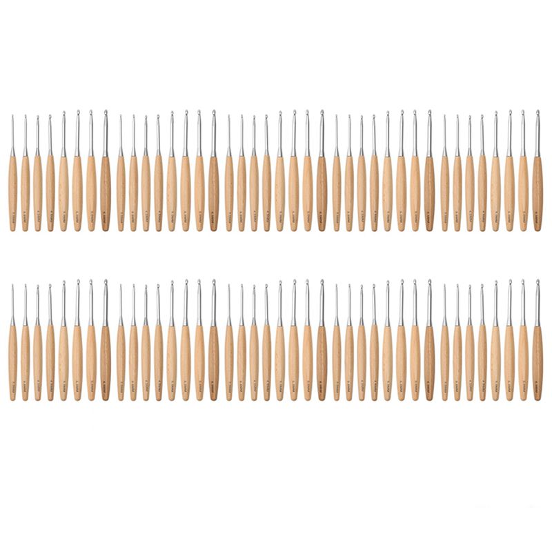 SEWS-80Pcs Jarum Rajut Kayu 3. - Wooden Crochet Hooks Ergonomic Handle ulasan dan harga