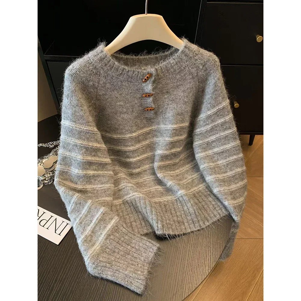 Sweater Wol Kasmir Bergaris Wa - Embroidery ulasan dan harga