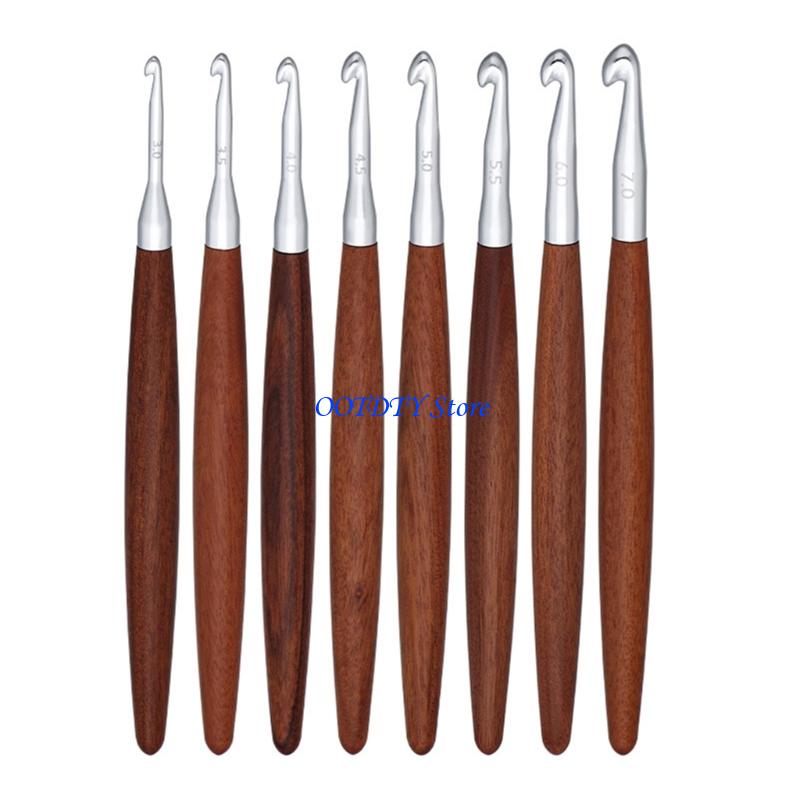 367A 8 Buah Jarum Rajut Pegang - Wooden Crochet Hooks Ergonomic Handle ulasan dan harga