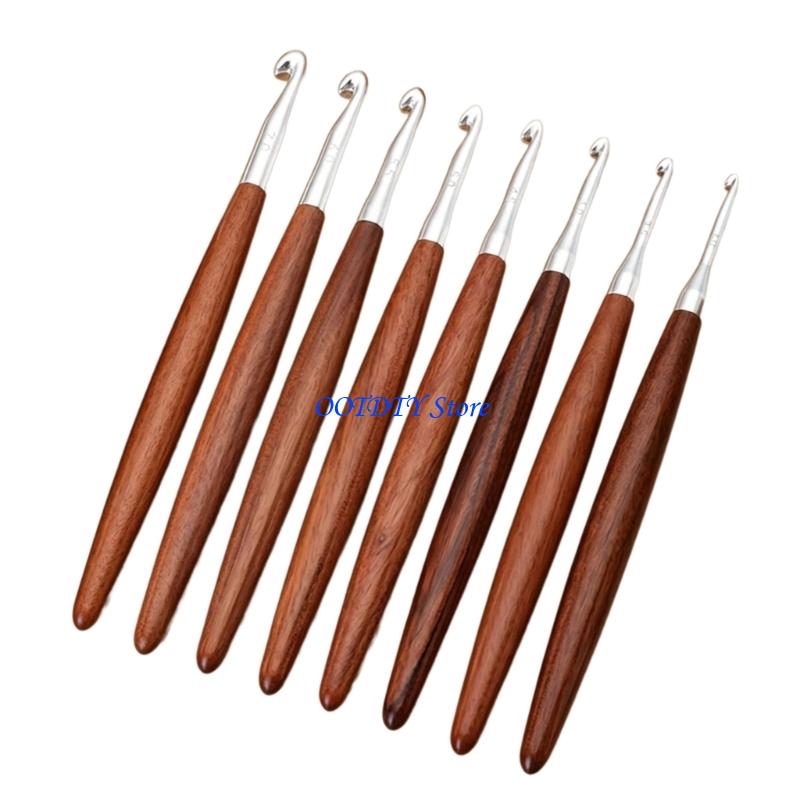 367A 8 Buah Jarum Rajut Pegang - Wooden Crochet Hooks Ergonomic Handle ulasan dan harga