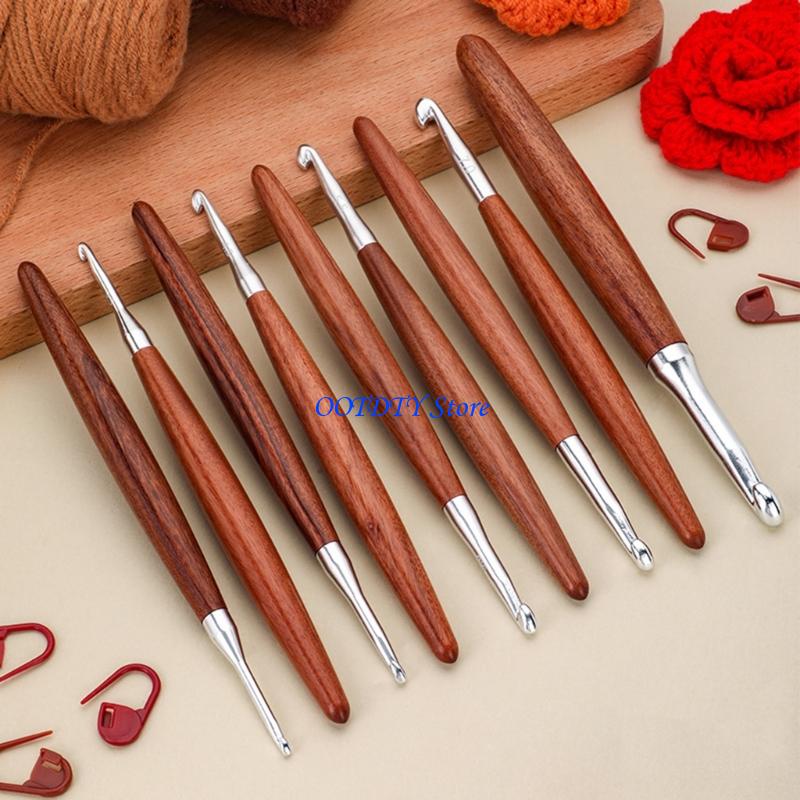 367A 8 Buah Jarum Rajut Pegang - Wooden Crochet Hooks Ergonomic Handle ulasan dan harga