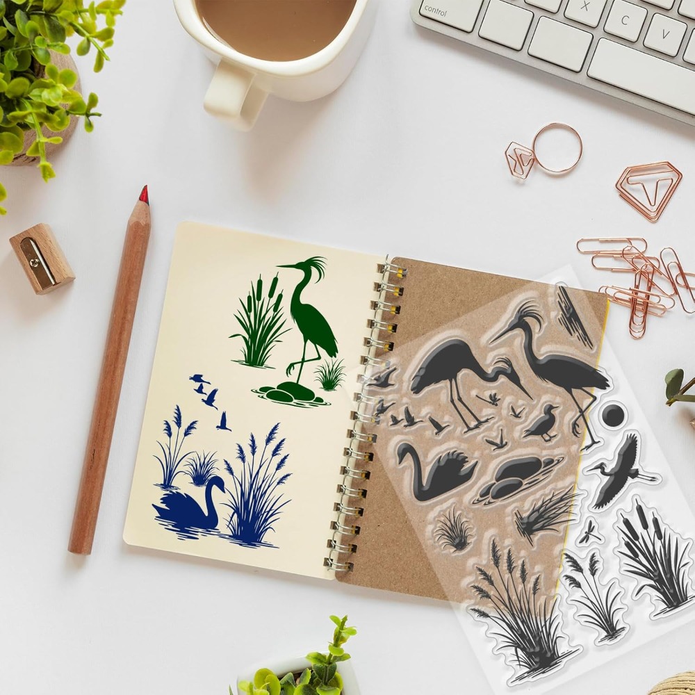 Stempel Silikon Pola Burung di - Clear Silicone Stamps For Card Making ulasan dan harga
