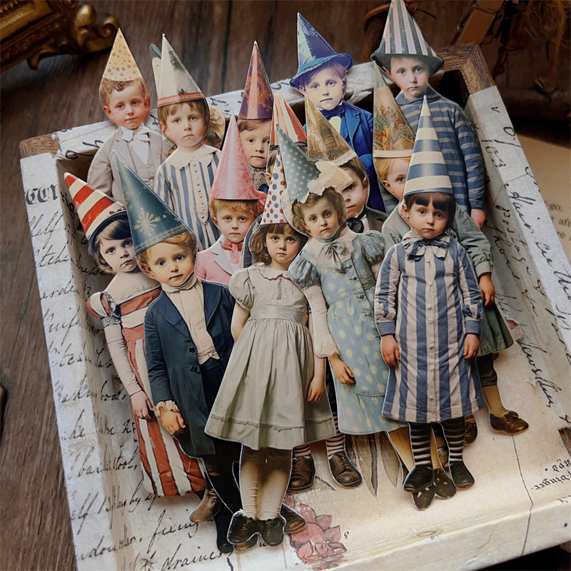 15Pcs Boneka Kertas Badut Vint - Vintage Junk Journal Scrapbooking Paper ulasan dan harga