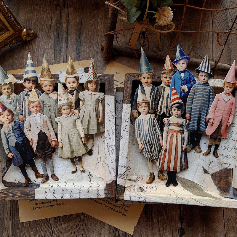 15Pcs Boneka Kertas Badut Vint - Vintage Junk Journal Scrapbooking Paper ulasan dan harga