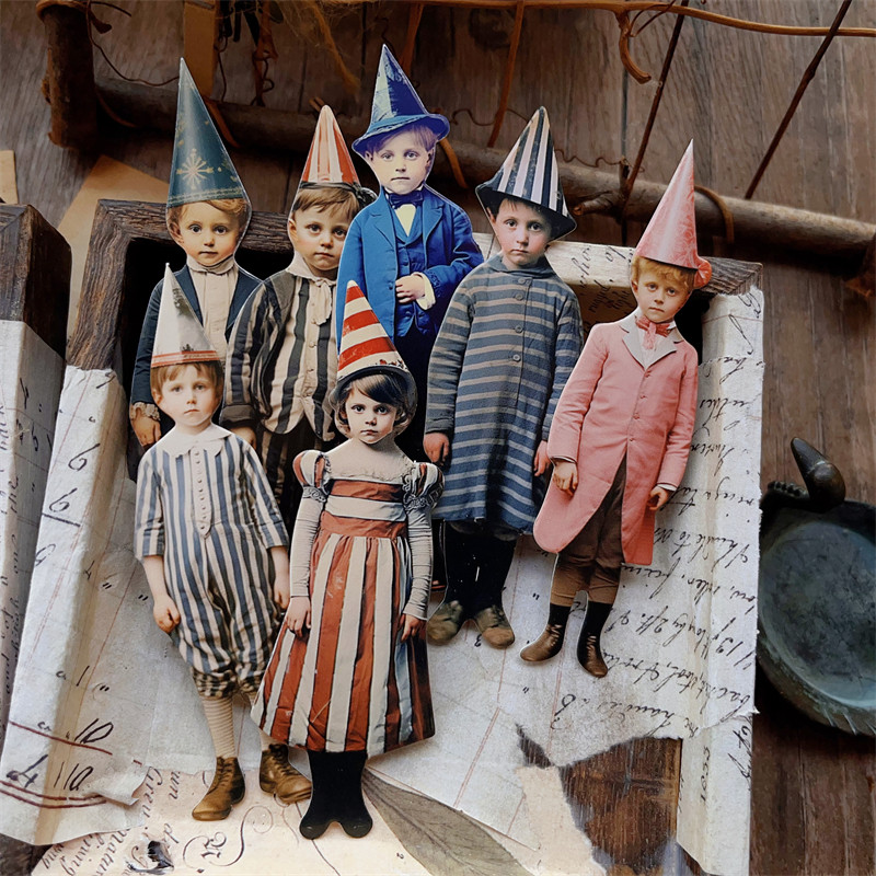 15Pcs Boneka Kertas Badut Vint - Vintage Junk Journal Scrapbooking Paper ulasan dan harga