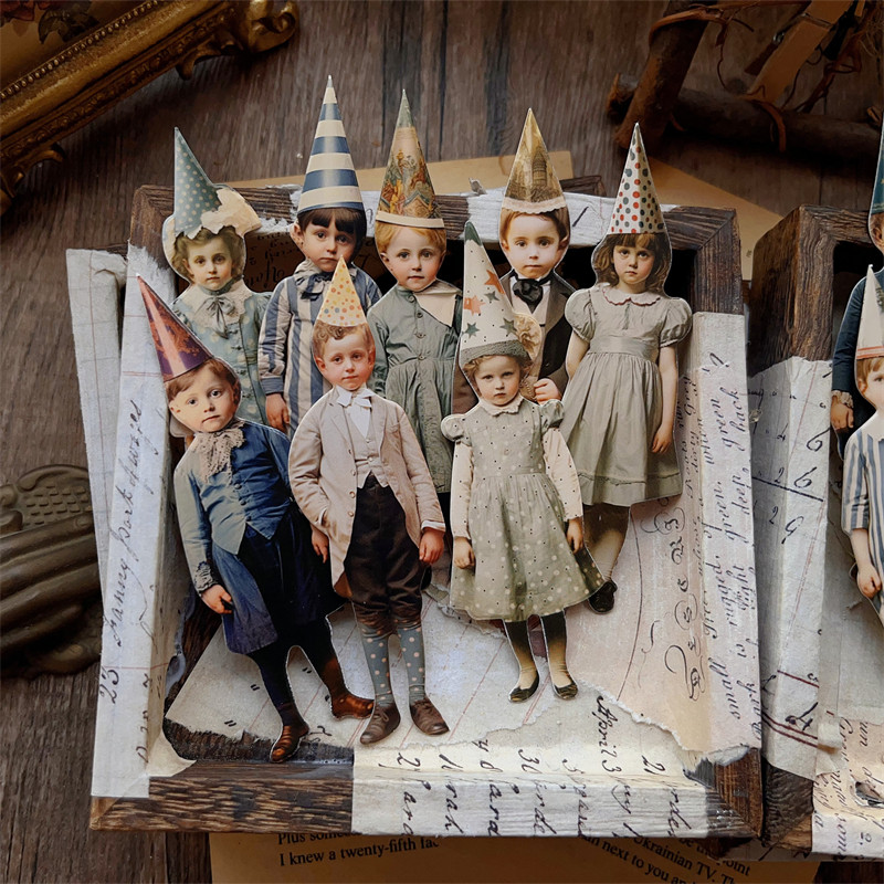 15Pcs Boneka Kertas Badut Vint - Vintage Junk Journal Scrapbooking Paper ulasan dan harga