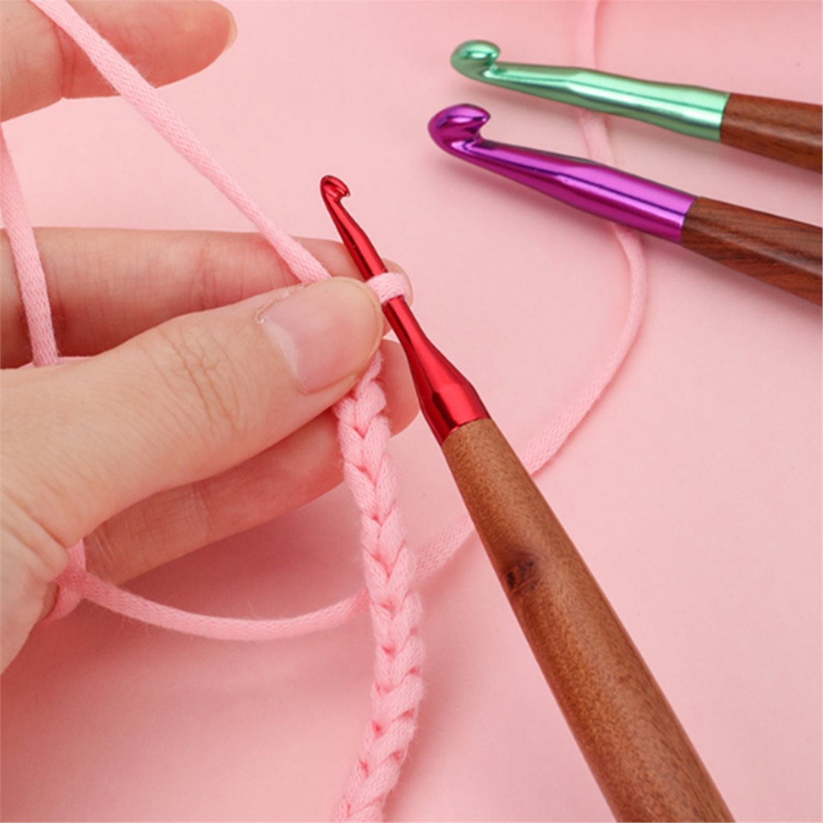 Set Jarum Rajut Baru 2026, Jar - Wooden Crochet Hooks Ergonomic Handle ulasan dan harga