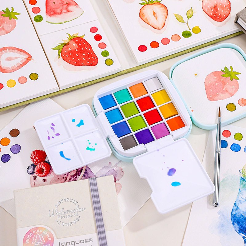 LANGUO Set Cat Air 16 Warna Ko - Watercolor Paint Set Solid Pigment ulasan dan harga