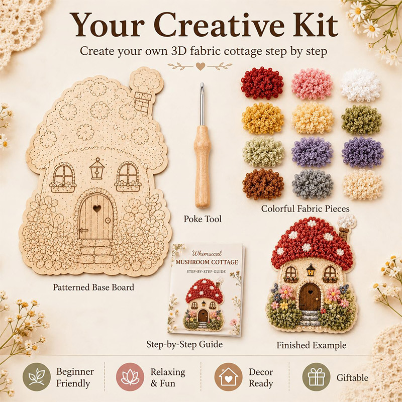 Kit DIY Seni Poke Rumah Jamur  - Embroidery ulasan dan harga