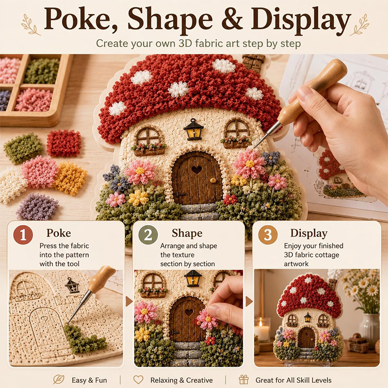 Kit DIY Seni Poke Rumah Jamur  - Embroidery ulasan dan harga