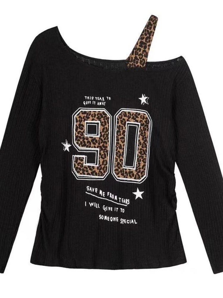 Kaos Leopard Print Patchwork Y - Embroidery ulasan dan harga