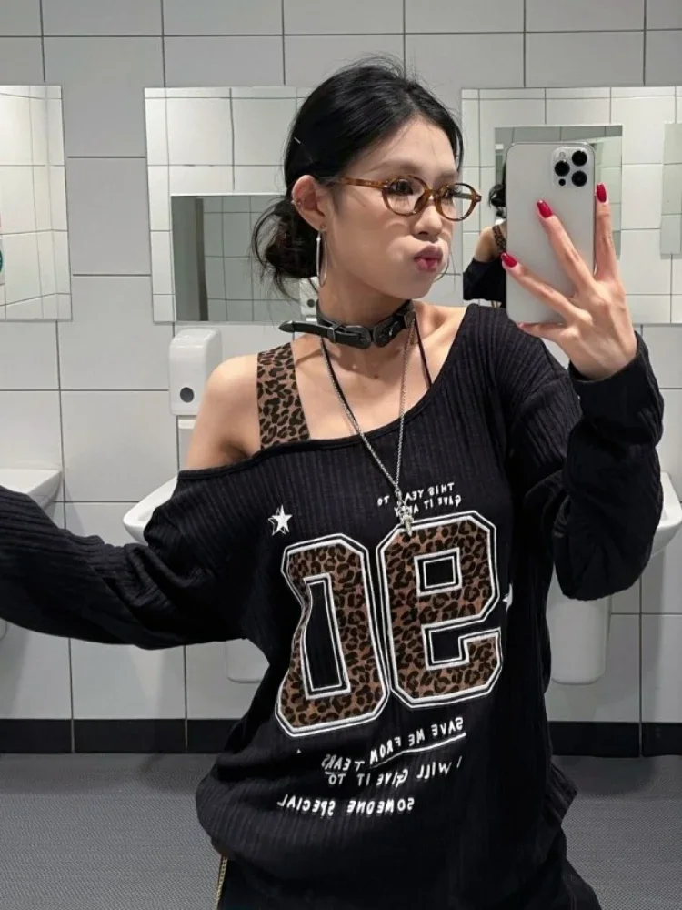 Kaos Leopard Print Patchwork Y - Embroidery ulasan dan harga