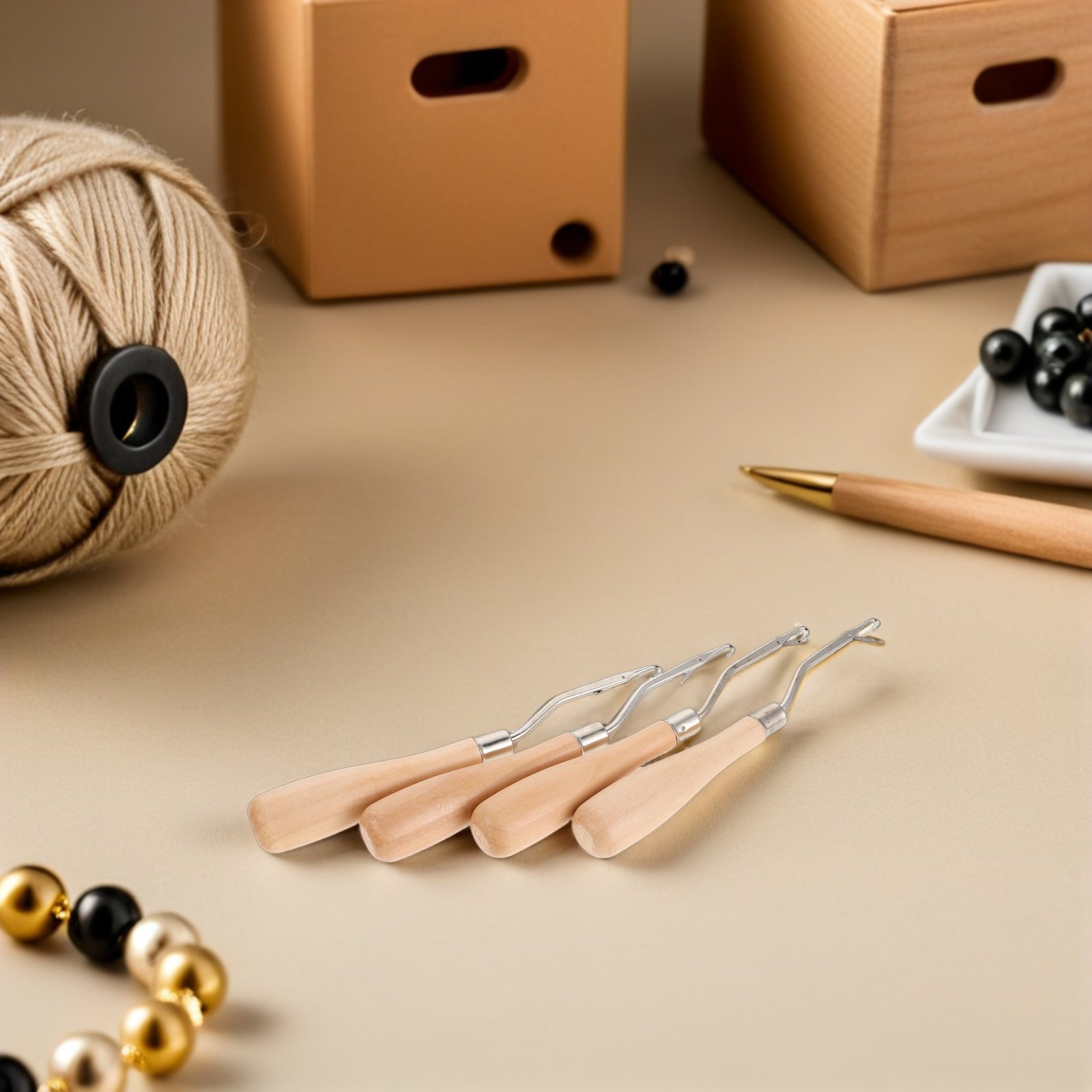4 Buah Jarum Rajut dengan Pega - Wooden Crochet Hooks Ergonomic Handle ulasan dan harga