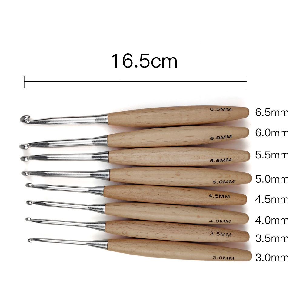 8 Buah Kait Rajutan Kayu 16.5C - Wooden Crochet Hooks Ergonomic Handle ulasan dan harga