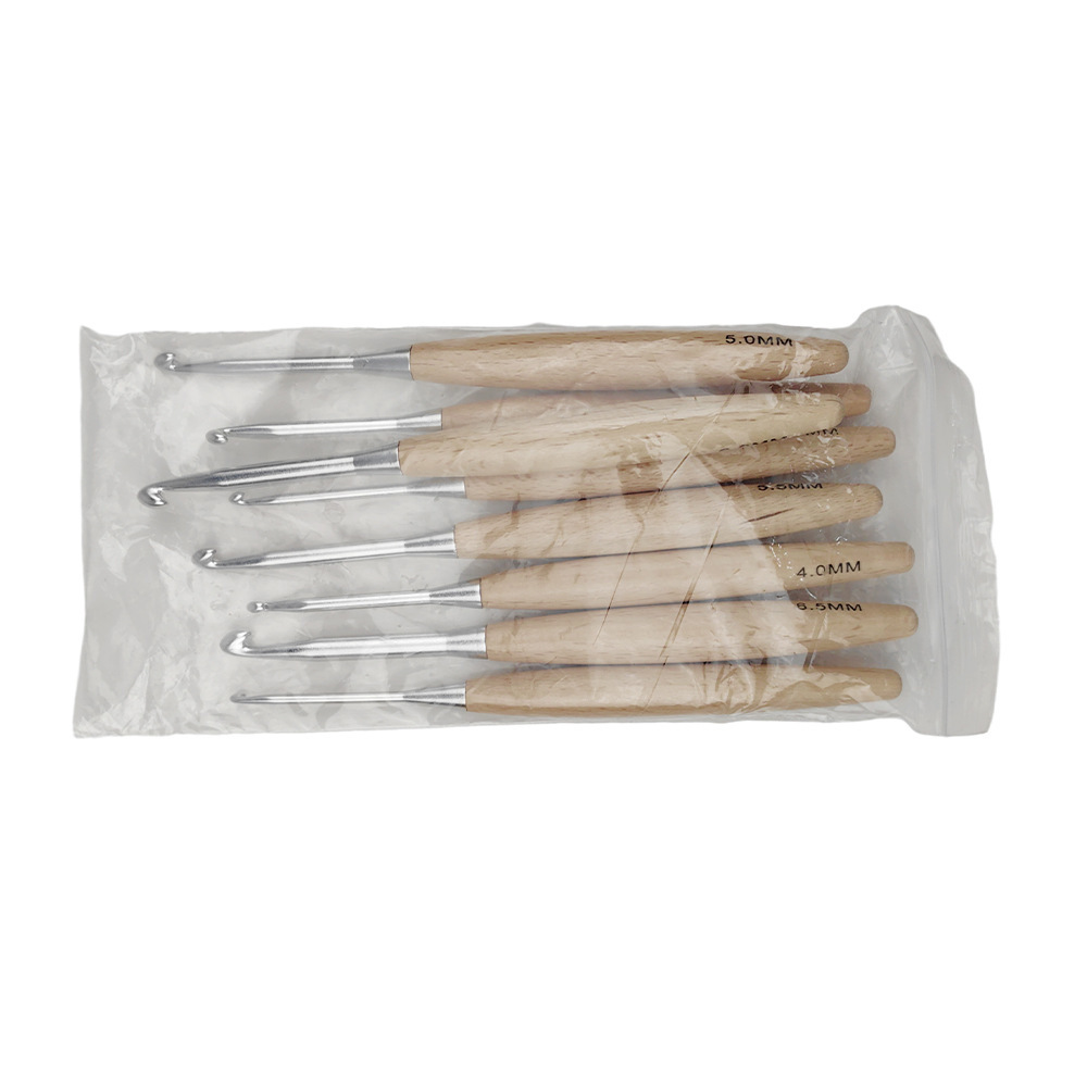 8 Buah Kait Rajutan Kayu 16.5C - Wooden Crochet Hooks Ergonomic Handle ulasan dan harga
