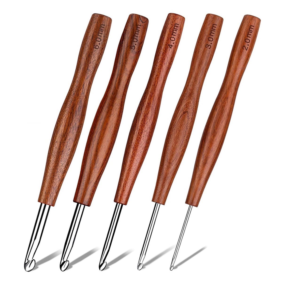 NOCM 5 Buah Jarum Rajut, 5 Uku - Wooden Crochet Hooks Ergonomic Handle ulasan dan harga