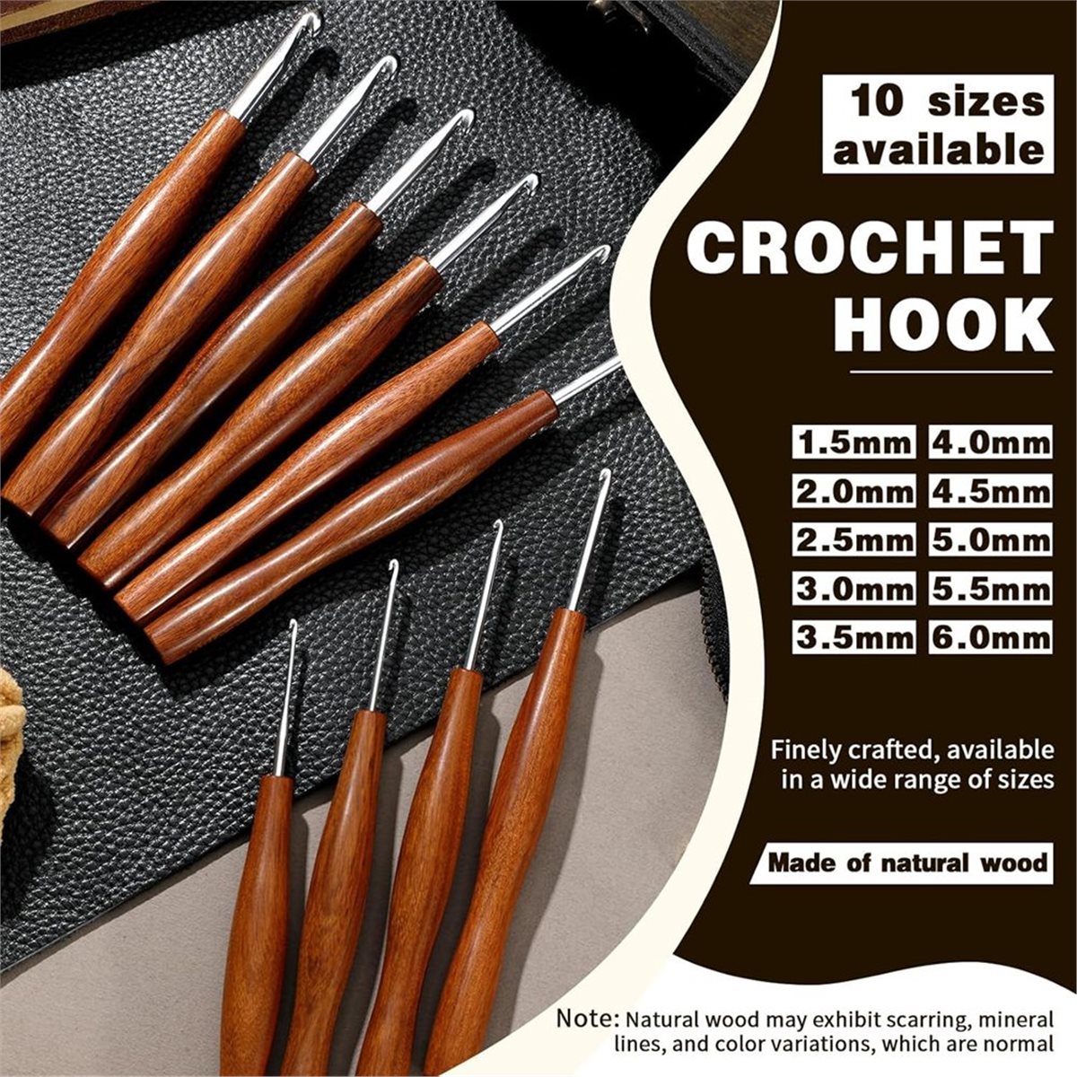 NOCM 5 Buah Jarum Rajut, 5 Uku - Wooden Crochet Hooks Ergonomic Handle ulasan dan harga