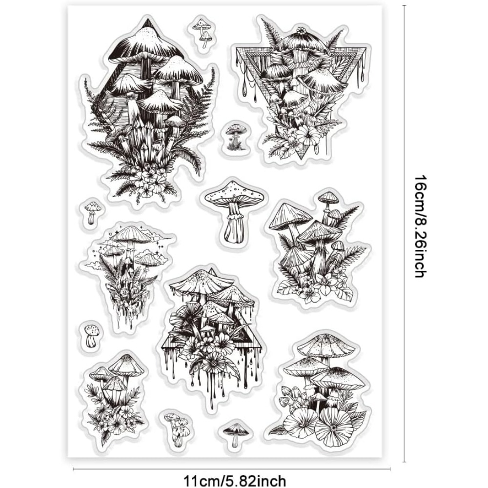 Cap jamur jernih, cap tanaman  - Clear Silicone Stamps For Card Making ulasan dan harga