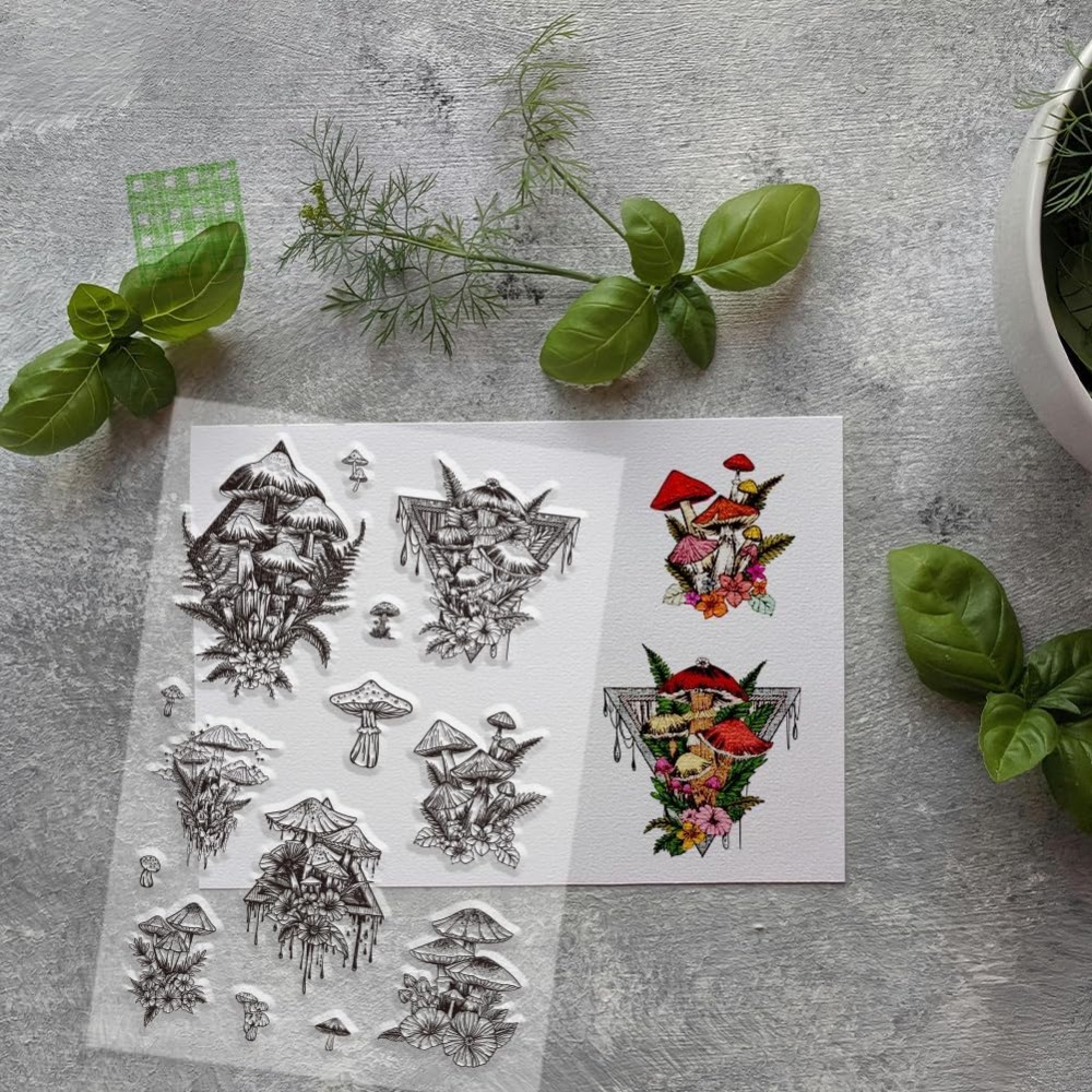 Cap jamur jernih, cap tanaman  - Clear Silicone Stamps For Card Making ulasan dan harga