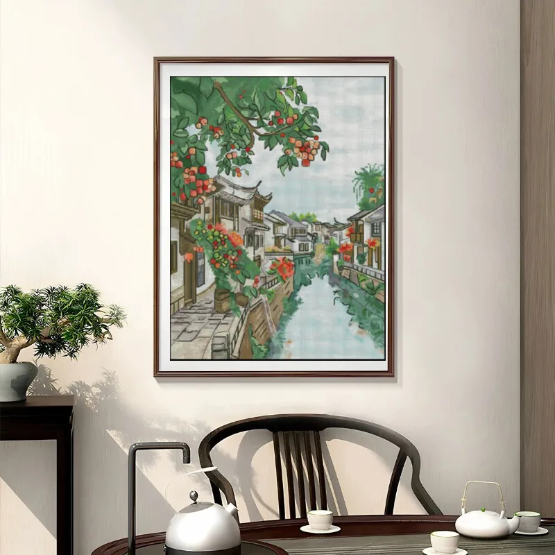[[CC904-Water Town Jiangnan] K - Cross Stitch Stamped Kits Beginners ulasan dan harga
