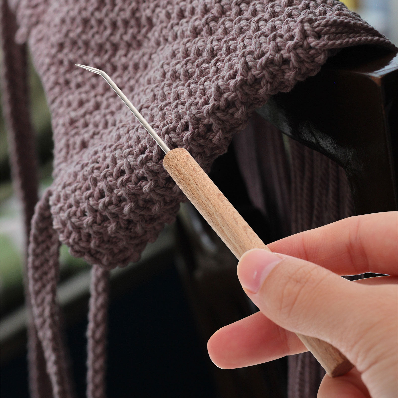 1Pcs Jarum Rajut dengan Pegang - Wooden Crochet Hooks Ergonomic Handle ulasan dan harga