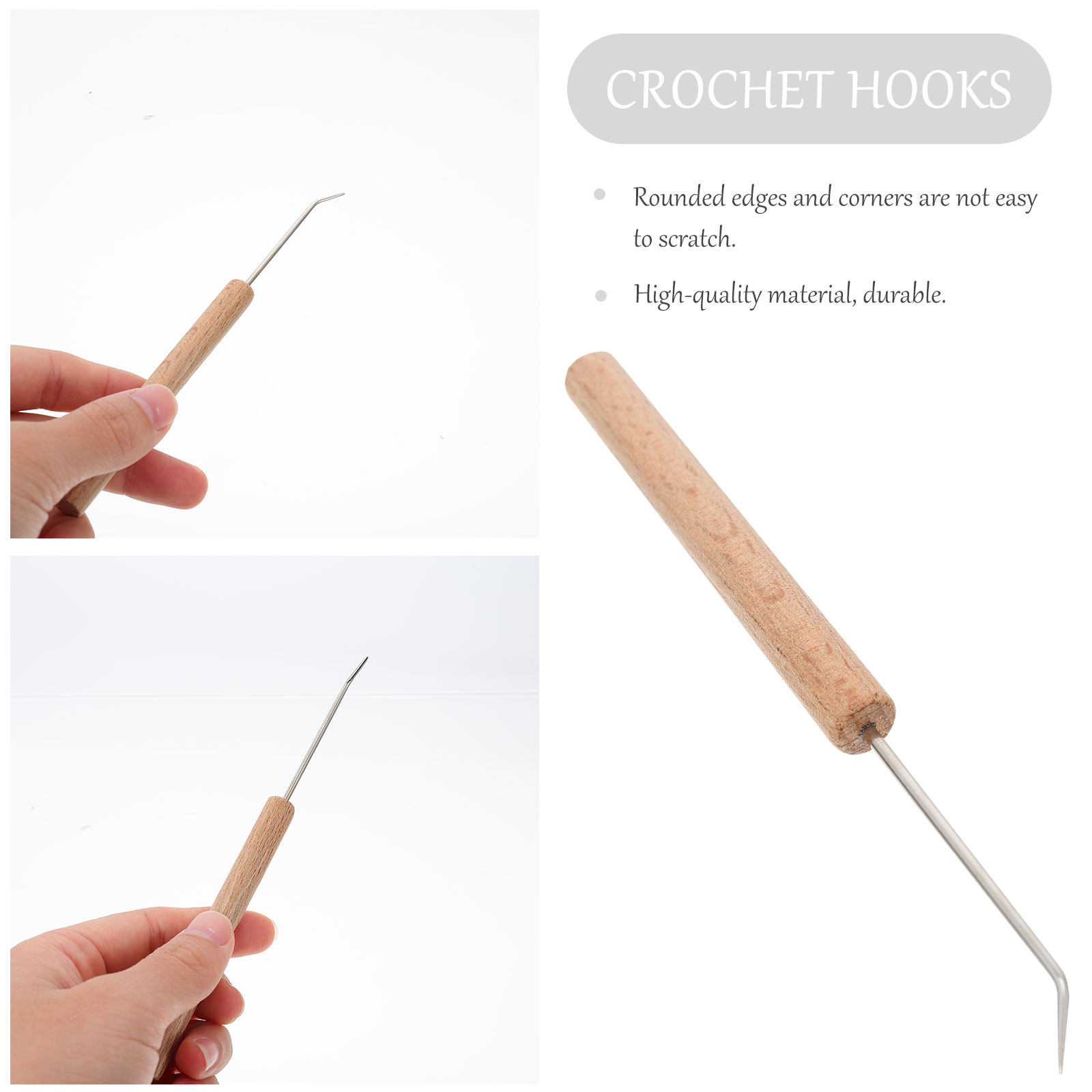 1Pcs Jarum Rajut dengan Pegang - Wooden Crochet Hooks Ergonomic Handle ulasan dan harga